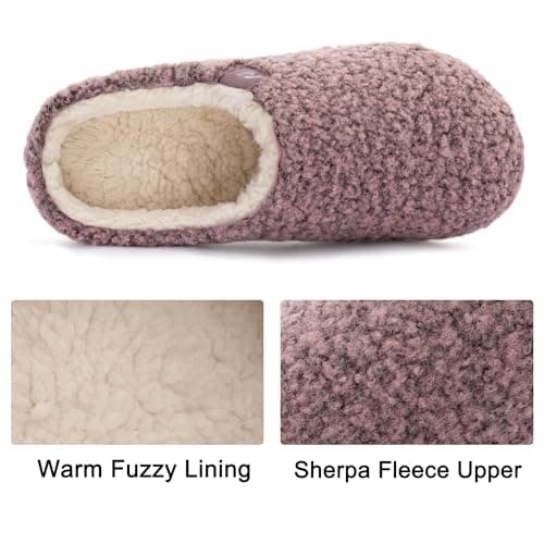 RockDove Women's Plush Retreat Sherpa Fleece Clog Slipper, Size 7-8 US Women, Pink Crepe thumbnail 3