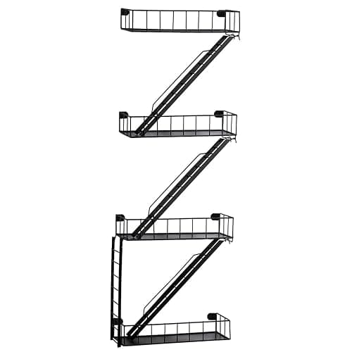 COEAYO Fire Escape Wall Shelf - 4-Tier Trinket & Action Figure Display with Screwdriver & Screws, Unique Rustic Floating Action Figure Display for Bathroom & Living Room & Home Decor (4 Tier, 1) - Image 1