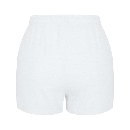 tuduoms Women's 5" Comfy Terry Shorts Casual Drawstring Waist Sweat Cotton Shorts Athletic Gym Yoga Running Track Short Pants - Medium - White thumbnail 3