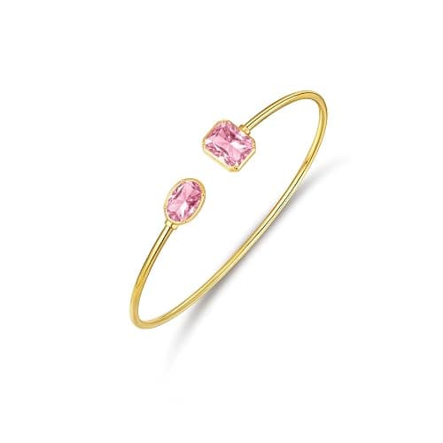 Diorra Birthday Gifts for Women, Birthstone Bangle Bracelets for Women | 14K Gold Plated Cuff Bangle Bracelet Non Tarnish Waterproof Jewelry Gifts - Image 1