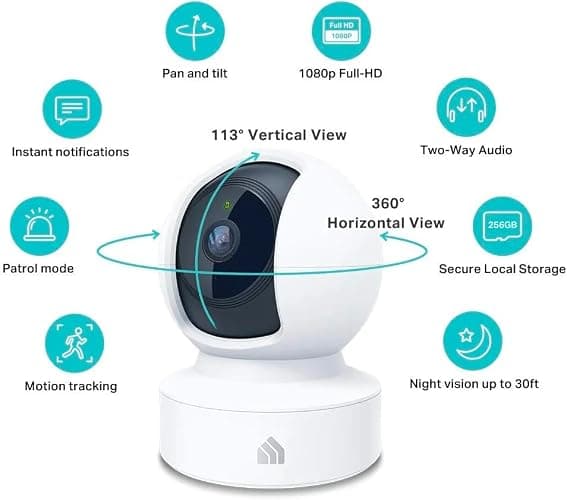 Kasa Indoor Pan/Tilt Smart Security Camera, 1080p HD Dog-Camera,2.4GHz with Night Vision,Motion Detection for Baby and Pet Monitor, Cloud & SD Card Storage, Works with Alexa& Google Home (EC70), White - White - New 1080P thumbnail 2