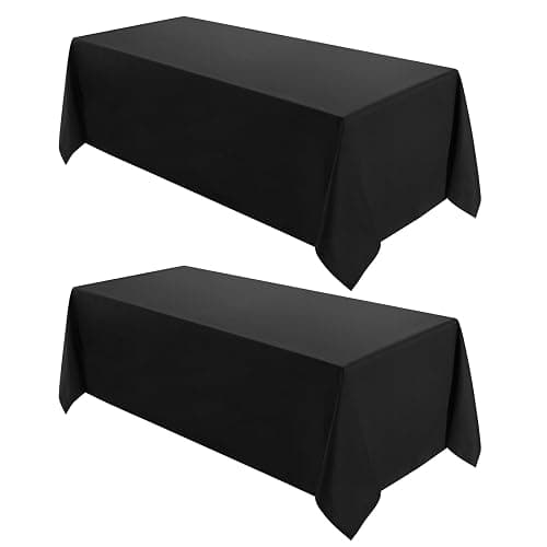 VidaFete 2 Pack 90*132inch Rectangle Tablecloth Polyester Table Cloth，Stain Resistant and Wrinkle Polyester Dining Table Cover for Kitchen Dinning Party Wedding Rectangular Tabletop Decoration(Black) - Image 1