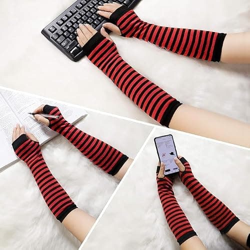 HAPEE Punk Gothic Rock Long Arm Warmer Fingerless Gloves thumbnail 5