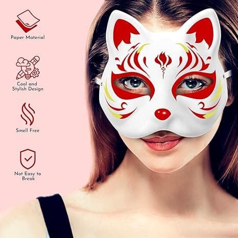 Musaner 20 PCS Cat Mask DIY White Therian Masks to Paint Blank Animal Dress Up Masks for Holiday Party Cosplay, 7.1X6.7in thumbnail 2
