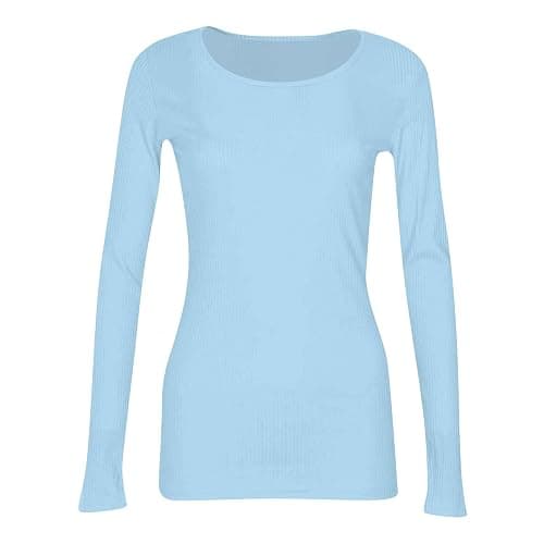 Long Sleeve Shirts for Women Crewneck Sexy Basic T-Shirts Casual Fall Flower Printing Slim Fit Stretch Women's Tops thumbnail 3