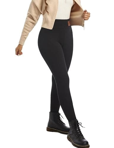 PUXODA Women Sherpa Lined Leggings Soft Clouds Fleece Tights Winter Warm Thermal Thick Cashmere Pants High Waist thumbnail 4