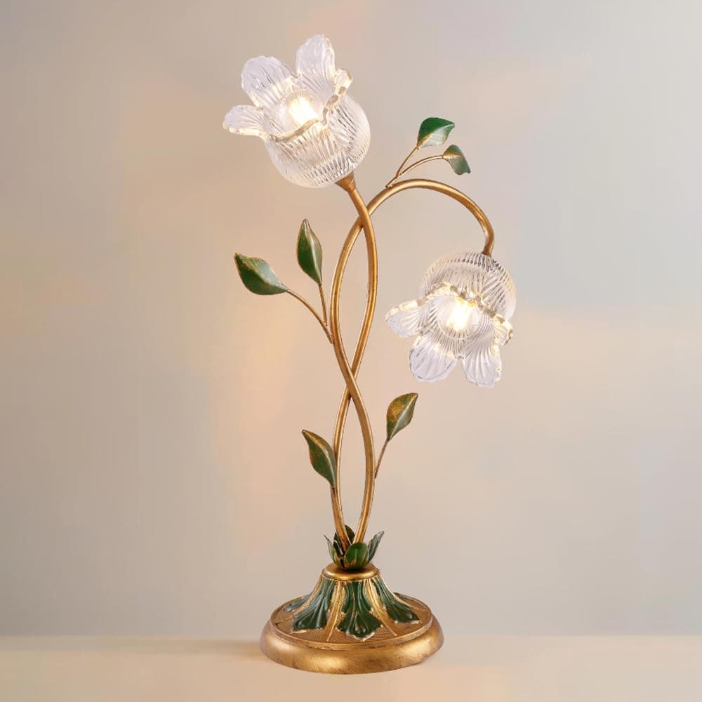 Vintage Pastoral Style Flower Table Lamp for Home, Flowers Art Design Bedside Lamps Metal Nightstand Lamp with Glass Shade for Bedroom, Living Room, Office - Image 1