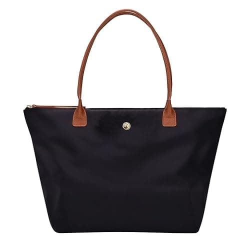 GM LIKKIE Shoulder Tote Bag for Women, Nylon Top-Handle Purse, Foldable Weekend Hobo Handbag (Black2) - Image 1