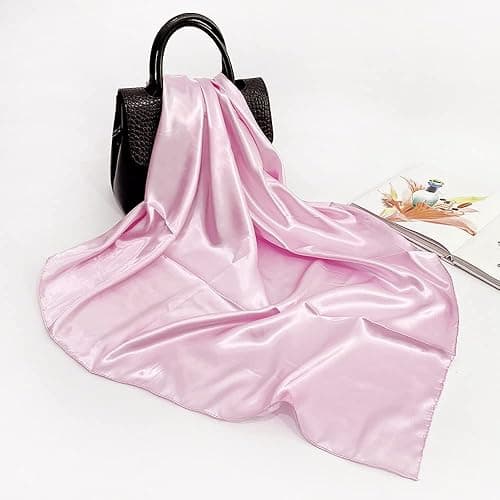 vimate 35" Square Silk Like Head Scarf - Women's Fashion Satin Scarf Bandana for Hair Wrapping at Night. thumbnail 2
