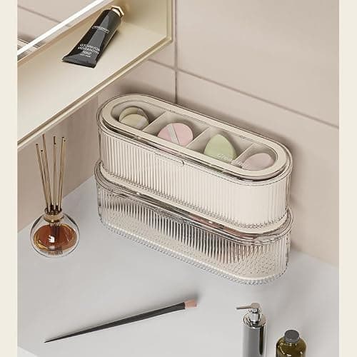Siehpa3 Makeup Brush Holder Organizer, Clear Acrylic Makeup Sponges Organizer, Cosmetic Storage Case with Lid, Display Case for Vanity thumbnail 8