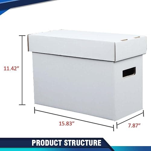 PIT66 5 Pcs Comic Book Storage Boxes, Holds 150-175 Comics Each, Collapsible, Stackable, Moistureproof, White, 15.83"L x 11.42"W x 7.87"H thumbnail 2