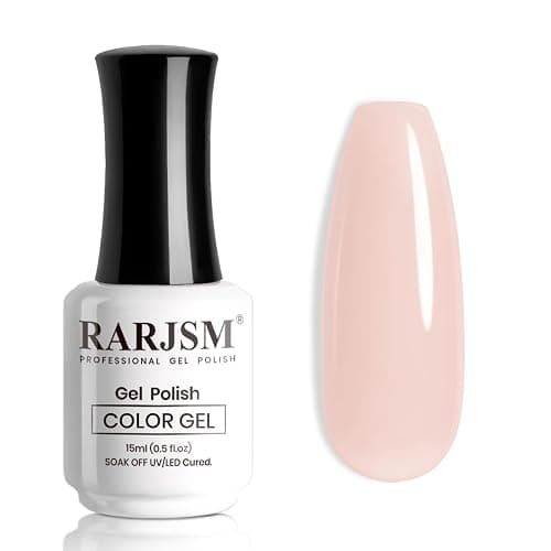 RARJSM Nude Gel Nail Polish Warm Pink Sheer Neutral Skin Tone Color Ice Jelly Blush Pink Gel Polish Transparent Nail Gel Polish Soak off UV LED Cured for Home Salon DIY Manicure 15ml Single Bottle - Image 1