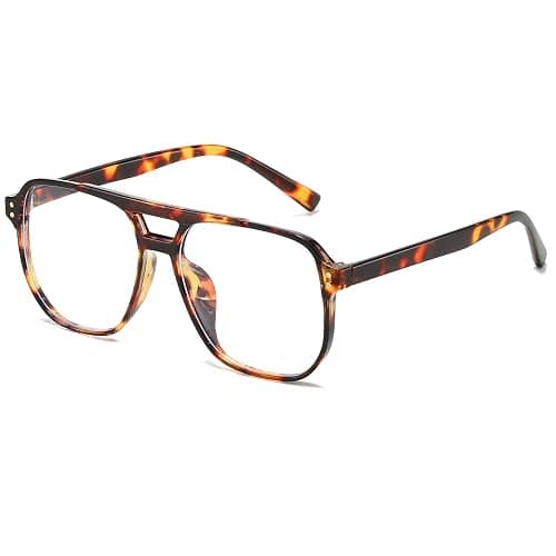 Breaksun Retro Oversized Square Glasses for Women Men Big Square Aviator Blue Light Eyeglasses - Image 1