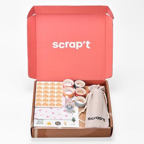 Scrapbook Kit - 80 Page Photo Album DIY Scrapbook - Holds 300+ Photos, with Metallic Pens, 150+ Stickers, Glue Pen, Washi Tapes, Backing Paper, Photo Corner Stickers (Starter Kit - 8 x 8 Inch, Kraft) thumbnail 2