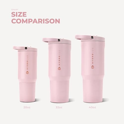 HydroJug Sport 32 oz Insulated Stainless Steel Water Bottle, Pink Sand | Triple wall insulated, circular flip straw, leak-resistant, swivel handle, removable rubber boot, BPA-free, dishwasher safe thumbnail 6