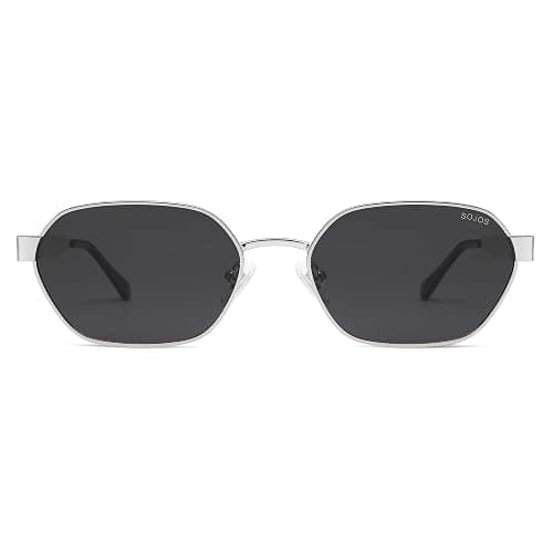 SOJOS Trendy Polarized Hexagon Sunglasses for Women Men, UV400 Retro Rectangle Shades SJ1238 thumbnail 2