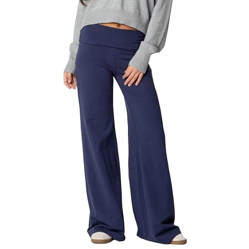 Qmlyev Wide Leg Sweatpants for Women Fold Over Low Rise Flare Yoga Lounge Pants Back to School Clothes for Teen Girls - Image 1