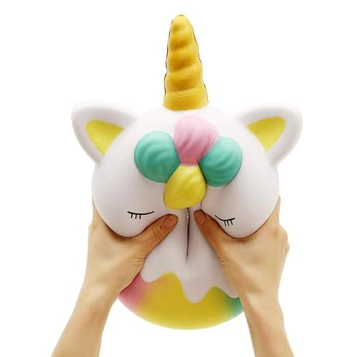 Anboor 13 Inches Squishies Jumbo Unicorn Donut Kawaii Soft Slow Rising Scented Giant Doughnut Squishies Stress Relief Kid Toys (White) thumbnail 6