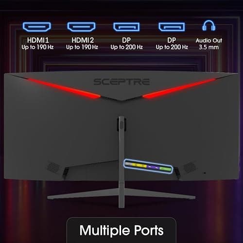 Sceptre 30-inch Curved Gaming Monitor 21:9 2560x1080 Ultra Wide/ Slim HDMI DisplayPort up to 200Hz Build-in Speakers, Metal Black (C305B-200UN1) thumbnail 8