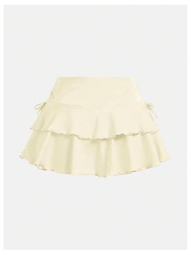 SOLY HUX Girl's High Waisted Ruffle Summer Cute Mini Skirts Skorts Tennis Skirt with Built-in Shorts thumbnail 2