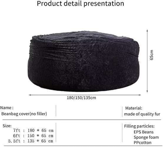 DSXH Pouf Géant Immense, Beanbag Meubles de Salon Party Lavable Pouf Poire Fauteuil Poire Housse de-180 * 65cm/7ft (sans Remplissage) thumbnail 2