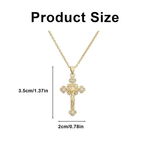 ZORVUJI Personalisierte Kette Jesus Kreuz Anhänger 18K Vergoldete Hypoallergene Zarte Halskette Modeschmuck für Frauen und Mädchen (Gold) thumbnail 2