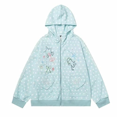 OANTGM Whimsy Twee Kawaii Cute Sweatshirts Cutecore Zip Up Hoodie | Harajuku Y2k 2000s Preppy Aesthetic Clothes thumbnail 4