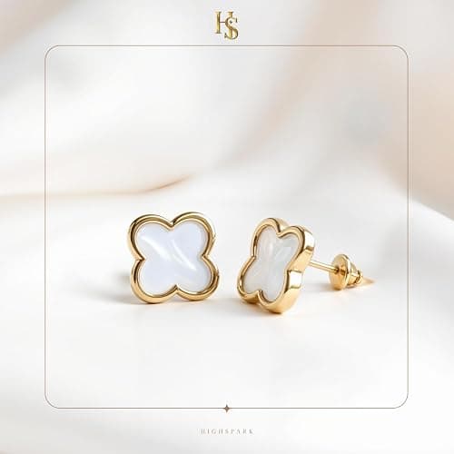 HighSpark Clover Earrings for Women | Four Leaf Stud Earrings for Women | Lovely Gift thumbnail 3