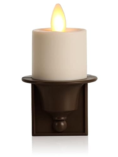 Luminara Flameless Candle Nightlight w/Dusk to Dawn Light Dark Auto Sensor, Bronze Plugin Night LED Light w/Patented Real-Flame Effect Technology, Safe for Kids & Pets - Image 1