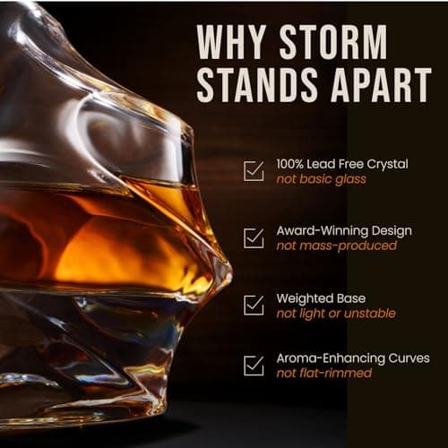 TsukiGlass Storm Japanese Crystal Whisky Decanter – 100% Ultra Clarity Lead-Free Crystal – 750ml Elegant Liquor Carafe for Whiskey, Scotch, Bourbon & Spirits thumbnail 4