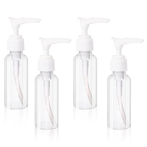 4 Pack Transparent Travel Bottles Empty Plastic Pump Bottles Dispenser Clear Mini Hand Soap Dispenser Foamer Bottle Refillable Travel Pump Bottle for Lotion, Liquids, Toiletries, Shampoo 50ml 1.7oz