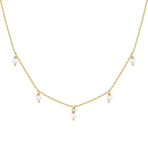 PAVOI 14K Gold Plated Shell Pearl Chain Necklace for Women (Yellow Gold) - Image 1