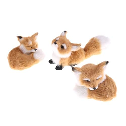 GUDVES Simulation Brown Fox Toy Furs Squatting Fox Model Home Decoration and Kids' 6-Inch Plush Mini Fox (Pitching) thumbnail 8