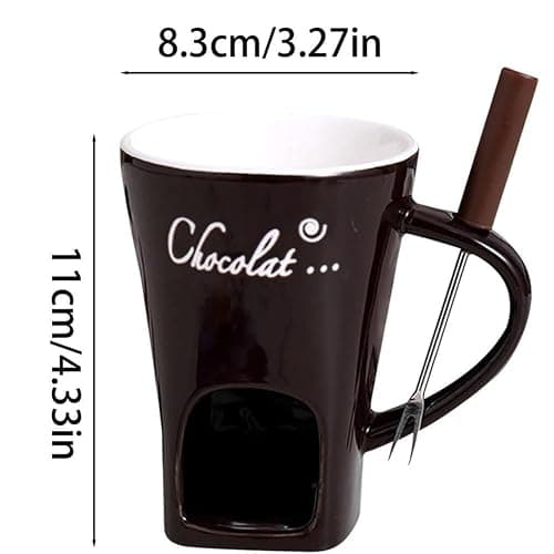 Sweet Fondue Cup, Chocolate Fondue Mug Tealight, Chocolate Melting Cups, Mini Chocolate Fondue Set Without Tealights, Fondue Cups With Forks For Date Night Birthday Wedding Gifts (Red) thumbnail 3
