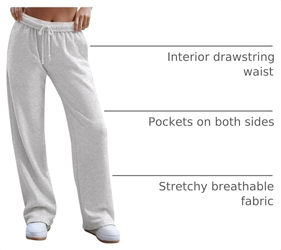 HeSaYep Women's Wide Leg Lightweight Fleece Lined Sweatpants thumbnail 4
