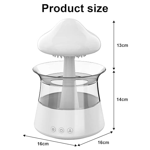 Cloud Rain Humidifier for bedroom with Soothing Rain Sounds - Bedroom Sleep Aid, Waterfall Night Light, Mushroom Design Air Moisturizer for bedroom and living room (White) thumbnail 3