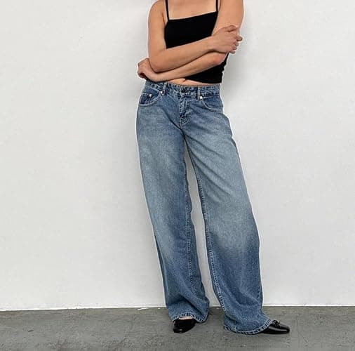 Women's Low Rise Baggy Jeans Washed Straight Wide Leg Boyfriend Denim Pants Casual Loose Jeans Y2K Girl Style thumbnail 4