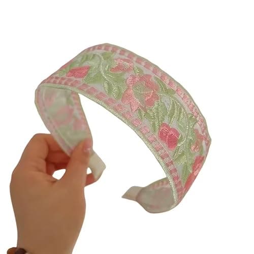 3 Pack Floral Embroidered Headbands for Women Girls, Wide Mesh Lace Boho Hair Bands, Vintage Non-Slip Hair Hoops for Daily Wear Party Vacation Wedding thumbnail 6