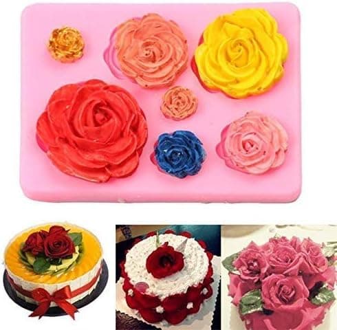 2PCS Rose Flowers silicone molds Cake Chocolate Mold wedding Cake Decorating Tools Fondant Sugarcraft Cake Molds thumbnail 7