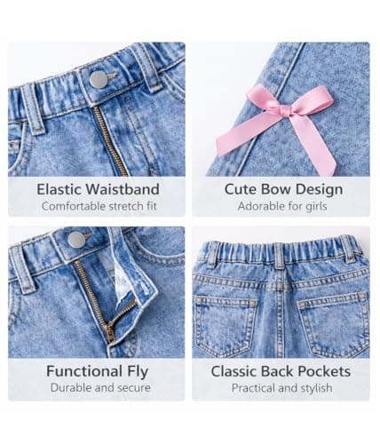 Civpe Girls Baggy Wide Leg High Waist Jeans with Bow Kids Denim Pants for Girls 7–14 Trendy Y2K Casual School Jeans Medium Blue thumbnail 2