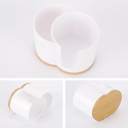 Tbestmax Qtip Dispenser 2-Grid Cotton Ball , Swab, Round Pads Holder for Bathroom Container Organizer, Plastic, White thumbnail 5