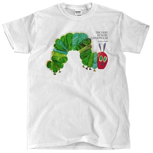 Unisex Adult Classic Fit 100% Cotton White The Very Hungry Caterpillar Animal Print T-Shirt Small - 4XL - Image 1