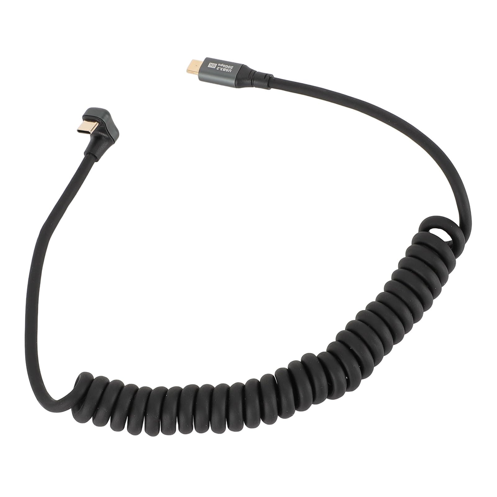 Cable USB C a USB C, Cable en Espiral de Resorte USB C a USB C Extensible de Doble Cabezal USB3.2 Portátil con Carcasa de Aleación de Aluminio para Concentrador (C macho a C - Image 1