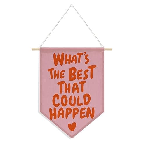 Pink and Orange Preppy Wall Decor Inspirational Positive Affirmations Aesthetic Wall Hanging Pennant Flag Banner Preppy Stuff Classroom Bedroom Girls Room Home Decor Wall Art Christmas Birthday Gifts - Image 1