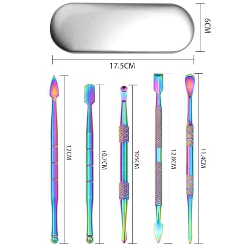 6 Pcs Wax Carving Tools Set, Stainless Steel Wax SculptingTool with Portable Metal Case, Double-Headed Modeling Tools for Wood, Clay, Pottery, Rainbow Color thumbnail 3