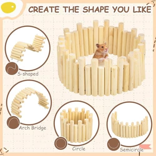 5 Pcs Hamster Platform Wooden Fence Bridge Ladder Climbing Toy Hidden House Exploring Toy with Hamster Bath Container Decor Cage Accessories for Small Animals Dwarf Syrian Gerbils Squirrel(Classic) thumbnail 5