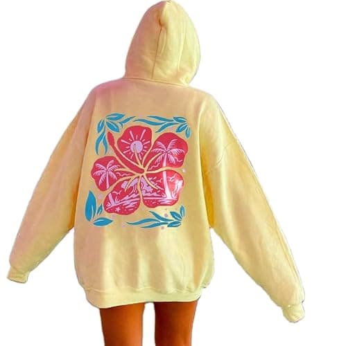Meiweileya Y2k Embroidered Cute Hoodies for Women Teens Girls Flower Graphic Sweatshirt Preppy Beach Coastal Streetwear - Image 1