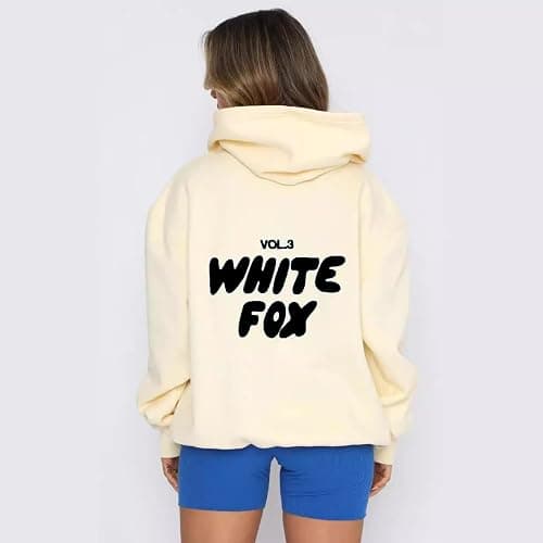 Yavitality 1PCS White Fox Hoodie Women Oversized Cute Sweatshirts for Teen Girls Long Sleeve Shirts Y2K Clothes (18,M) thumbnail 4