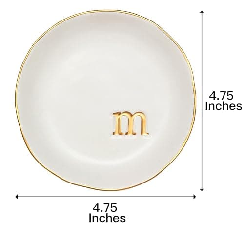 COLLECTIVE HOME - Ceramic Jewelry Tray, Decorative Trinket Dish for Rings Earrings Necklaces Bracelet Watch Keys, Birthday Mother's Day Christmas Gift for Women, 4.75", White Surface (M) thumbnail 2