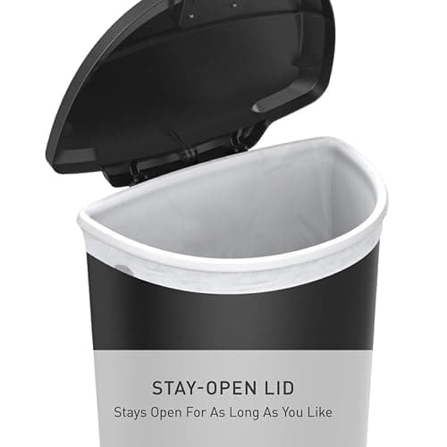 simplehuman 50 Liter / 13 Gallon Semi-Round Kitchen Step Trash Can with Secure Slide Lock, Black Plastic thumbnail 6